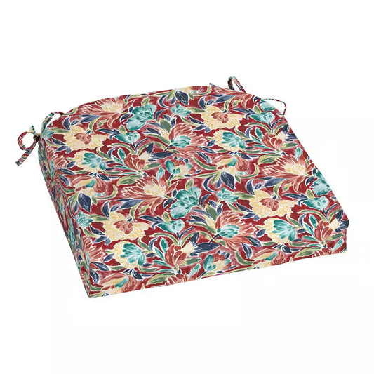20 In. W X 20 In. D Universal Outdoor Seat Pad in Chili Floral (Set of 4)