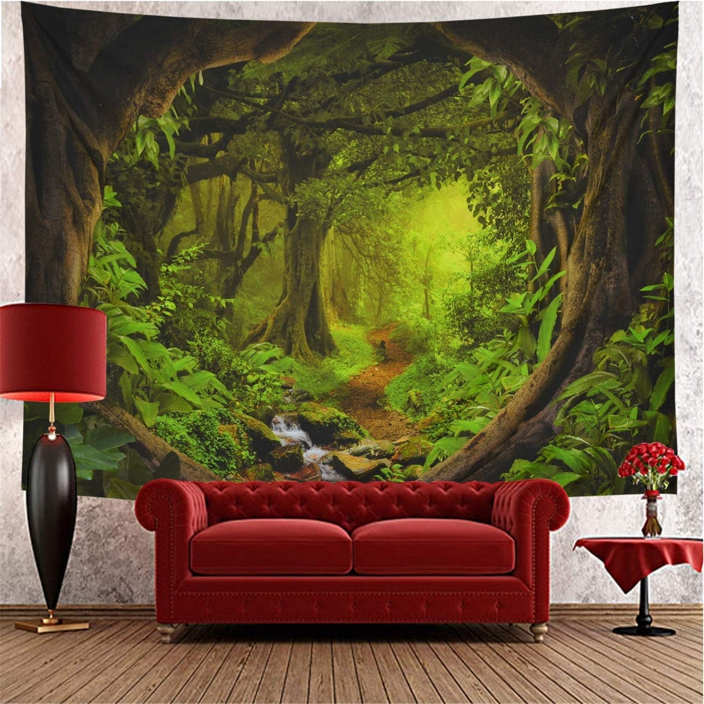 Forest Treetapestry Tree of Life Tapestries Nature Landscape Wall Decor Stream through Rainforest Tapestry Wall Hanging for Living Room
