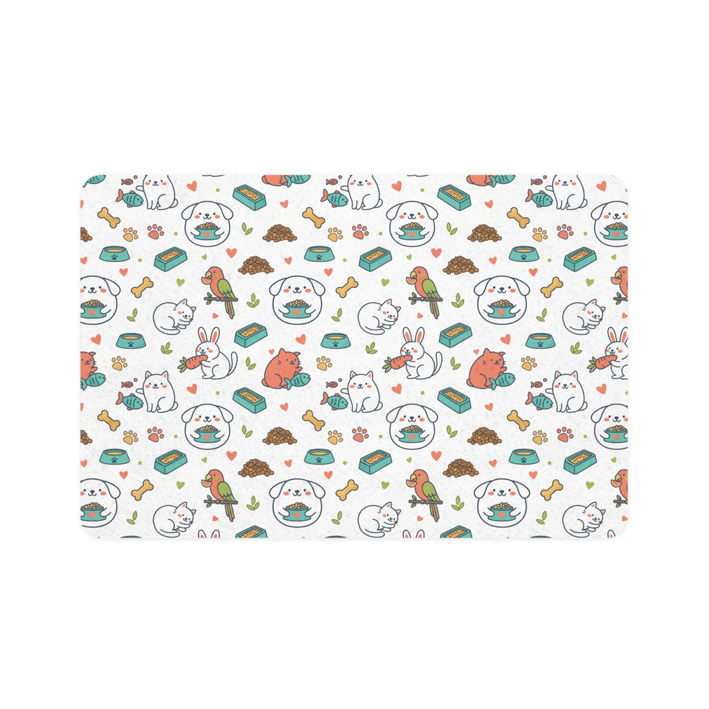 Cute Pet Pattern Pet Food Mat | Cat Dog Bird Rabbit Food Mat 12x18
