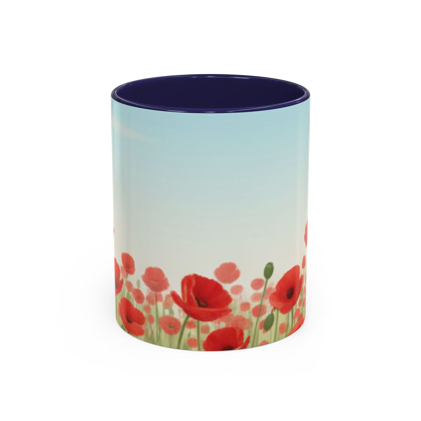 Poppy Field Accent Coffee Mug — Floral 11/15oz Ceramic Morning Cup Bright Uplifting