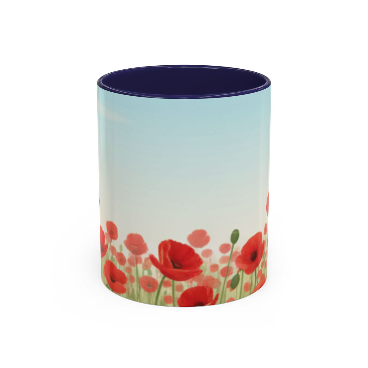 Poppy Field Accent Coffee Mug — Floral 11/15oz Ceramic Morning Cup Bright Uplifting