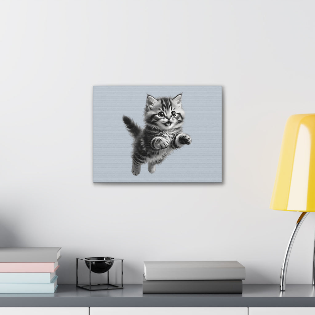 Playful tabby Kitten Canvas- Sage Collection- Bestie Best Decor Collection