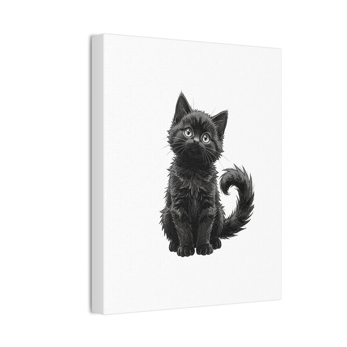 Adorable Fluffy Black Kitten Illustration Canvas- Twixie Collection- Bestie Best Decor Collection