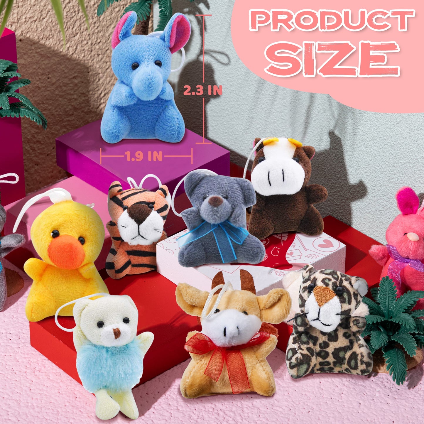 24 Pcs Party Favors for Kids 3" Mini Stuffed Animals Bulk Cute Small Plush Toys, Pinata Fillers, Animals Keychain Decoration for Boys Girls, Teacher Student Gifts Prizes, Birthday Supplies
