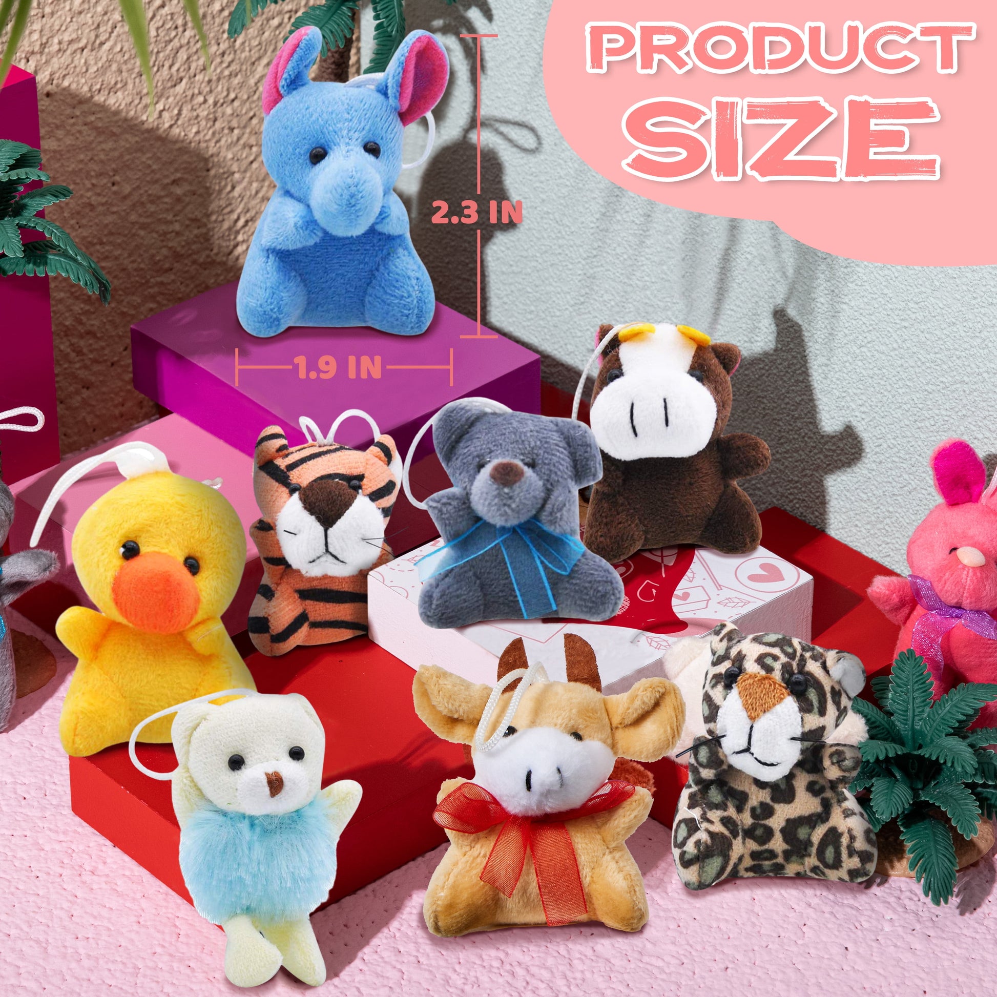 24 Pcs Party Favors for Kids 3" Mini Stuffed Animals Bulk Cute Small Plush Toys, Pinata Fillers, Animals Keychain Decoration for Boys Girls, Teacher Student Gifts Prizes, Birthday Supplies