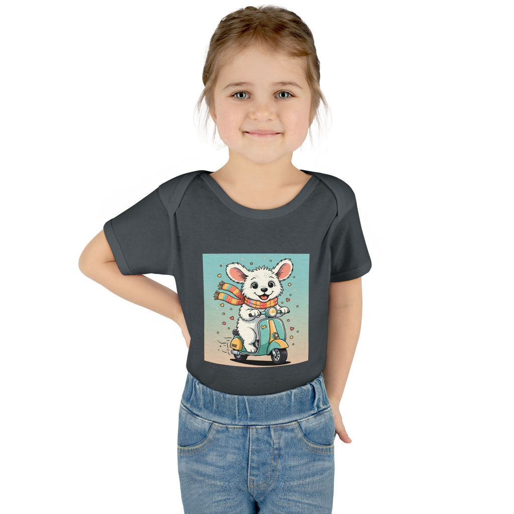 Cute Puppy & his Scooter- Infant Baby Rib Bodysuit- Unisex