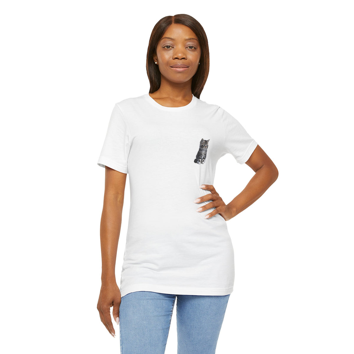 Fluffy Kitten Tabby Tee | Miguel Collection Minimal Cat Illustration T-Shirt