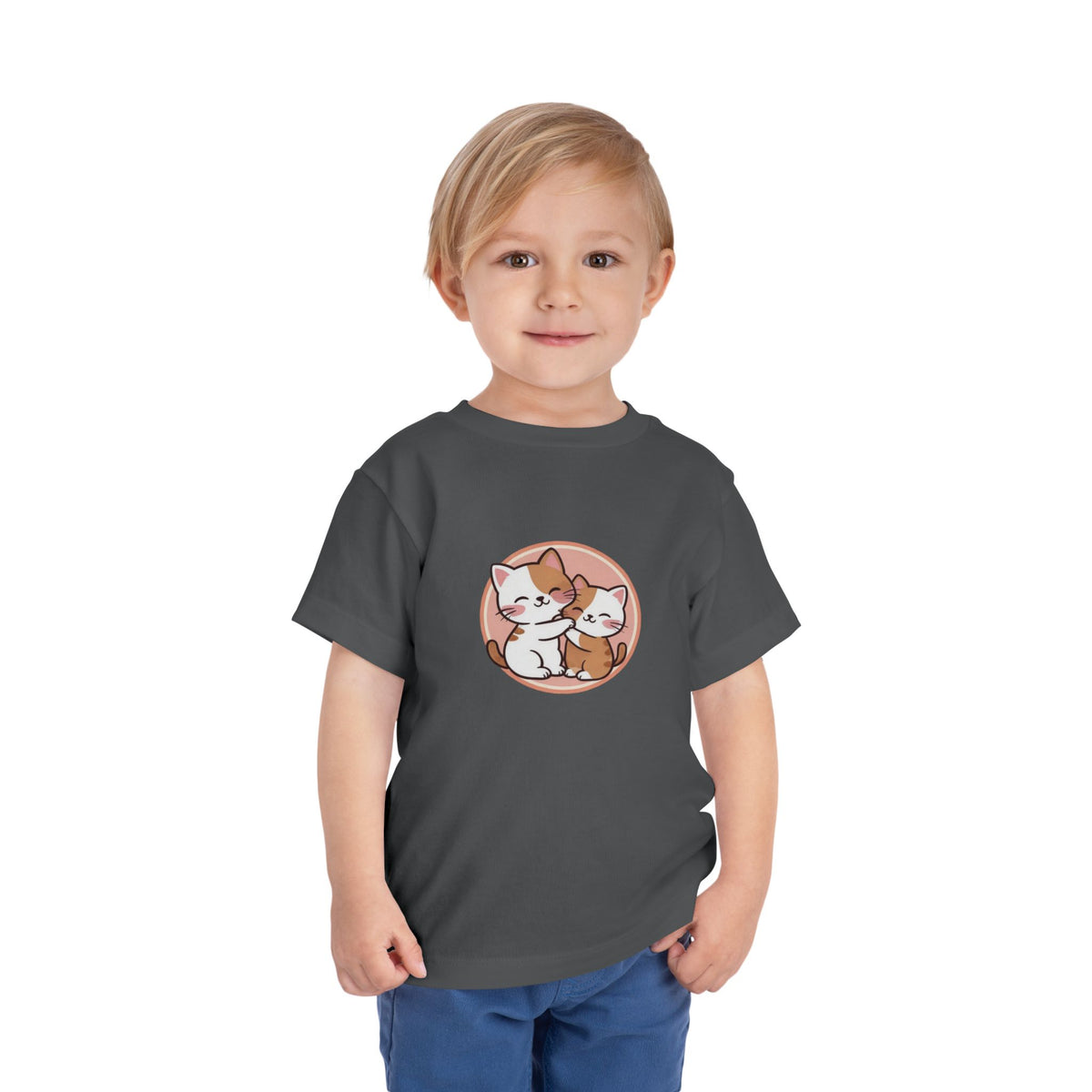 Kawaii Cats Peach Circle Toddler Tee | Atlanta Peach Back Print