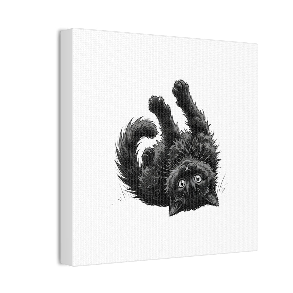 Playful Fluffy Black Kitten Canvas- Twixie Collection- Bestie Best Decor Collection