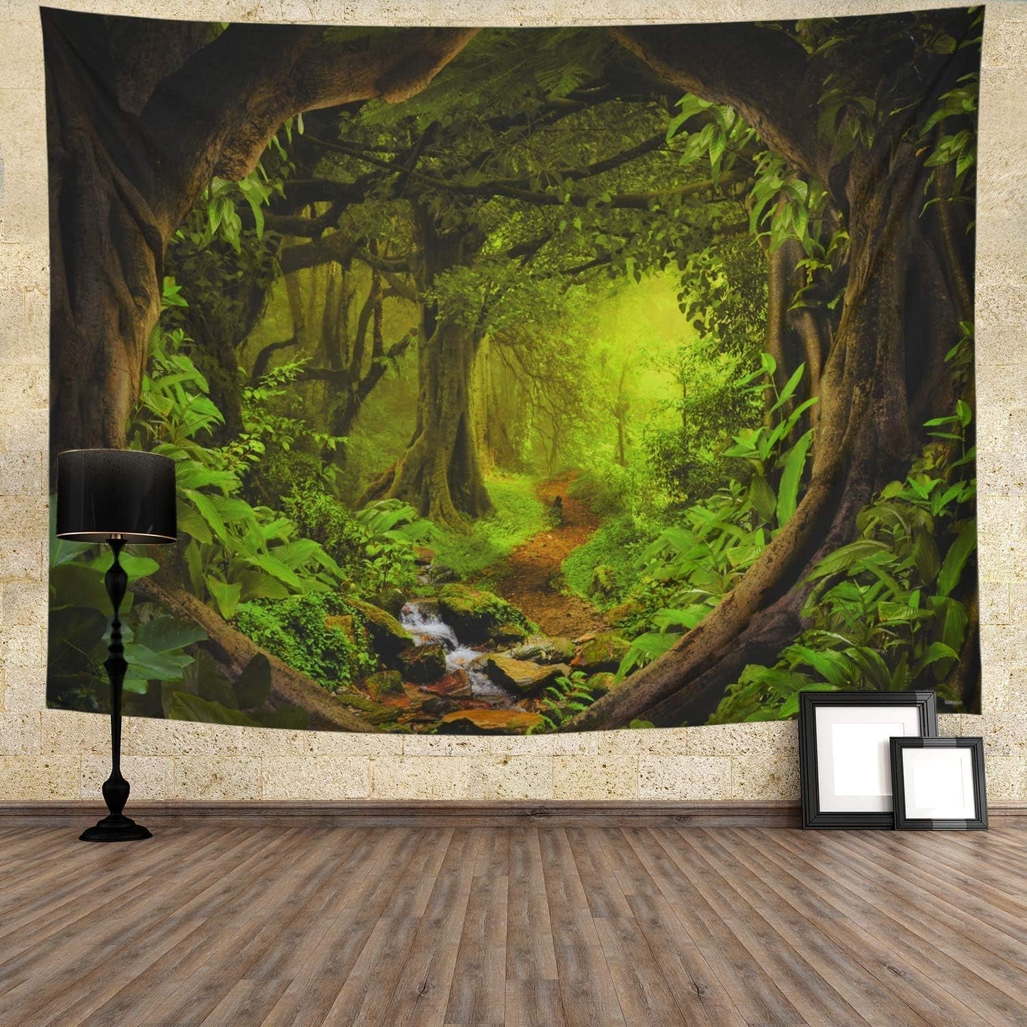 Forest Treetapestry Tree of Life Tapestries Nature Landscape Wall Decor Stream through Rainforest Tapestry Wall Hanging for Living Room