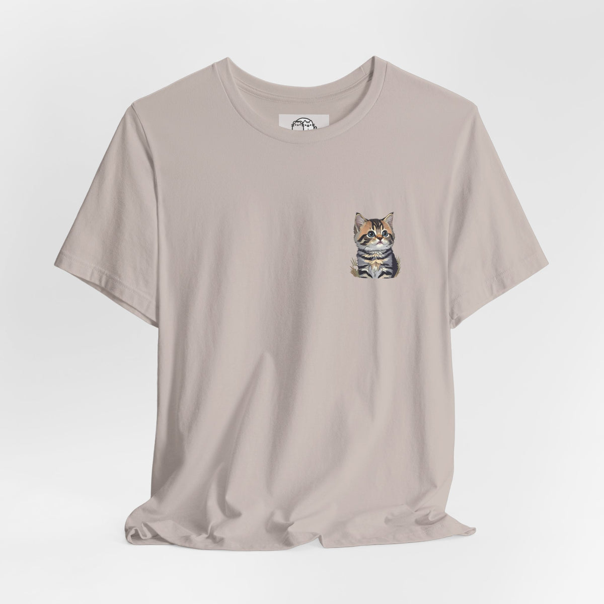 Main Coon Cat Pocket Art T-Shirt | Small Chest Cat Illustration- Bestie Best Collection