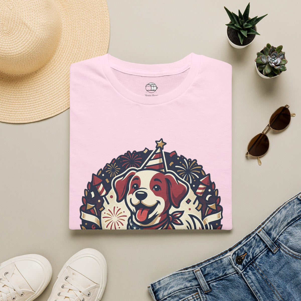 Patriotic Party Dog T-Shirt | 250 Years Celebration Tee