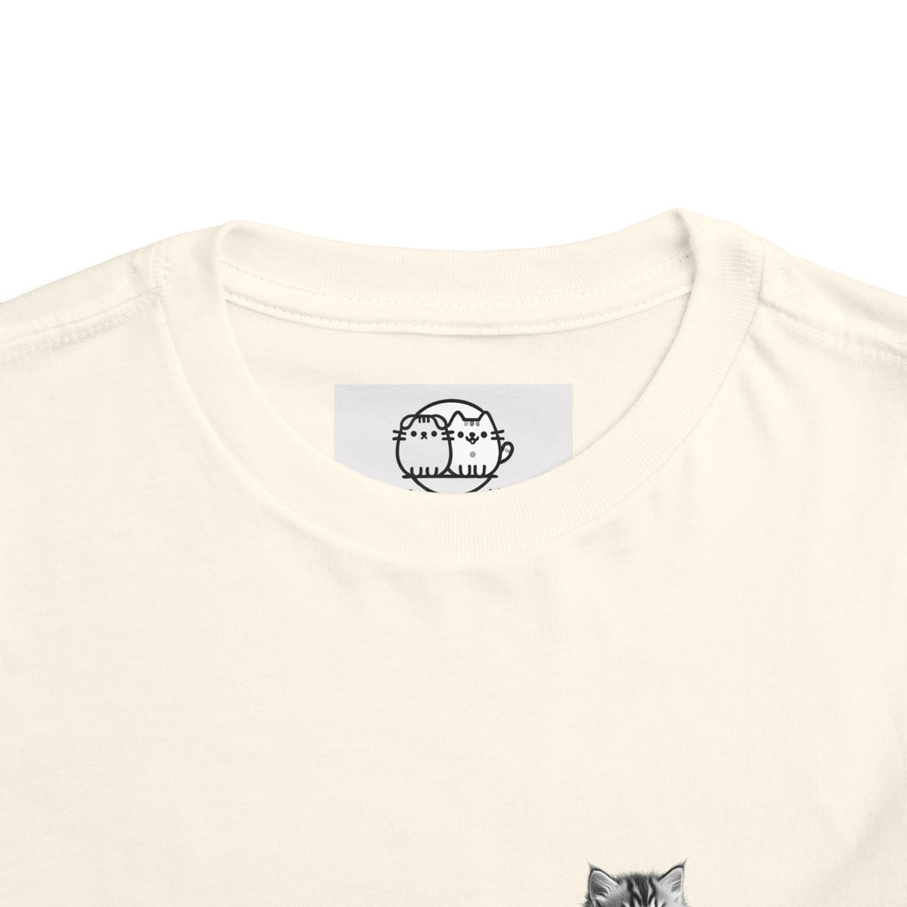 Playful Fluffy Tabby Kitten Graphic Toddler Tee | Cute Cat Illustration- Sage Collection- Bestie Best Collection
