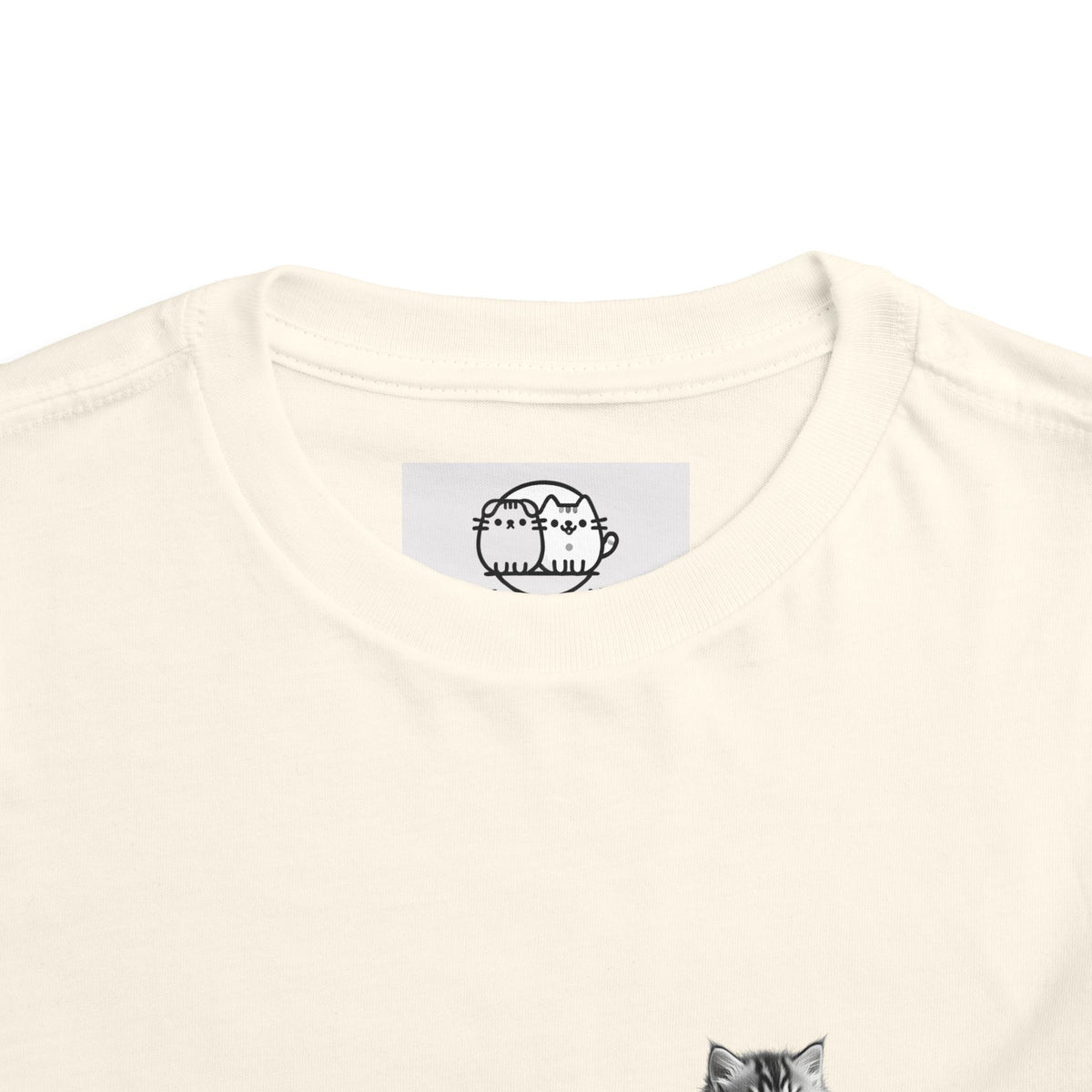 Playful Fluffy Tabby Kitten Graphic Toddler Tee | Cute Cat Illustration- Sage Collection- Bestie Best Collection