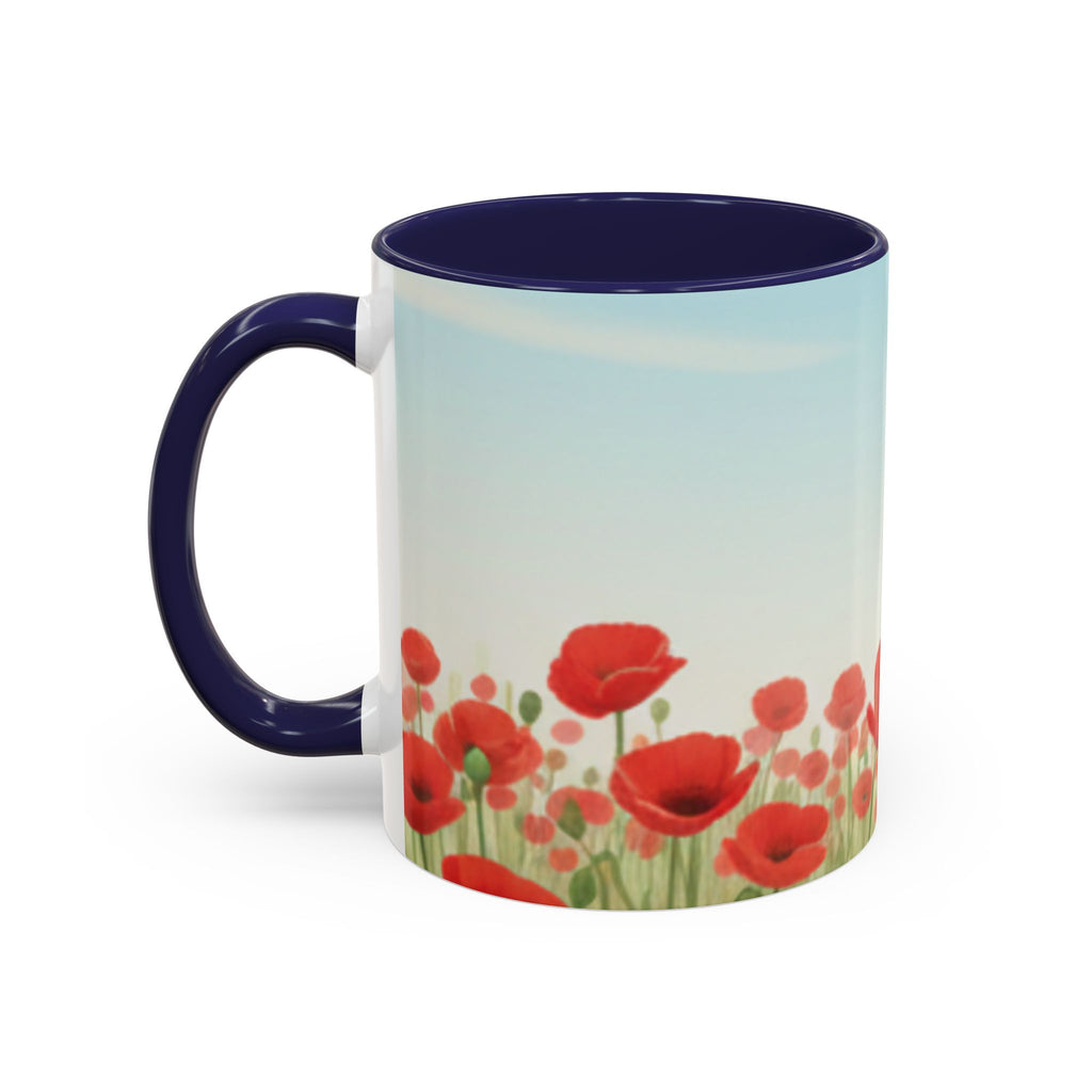 Poppy Field Accent Coffee Mug — Floral 11/15oz Ceramic Morning Cup Bright Uplifting