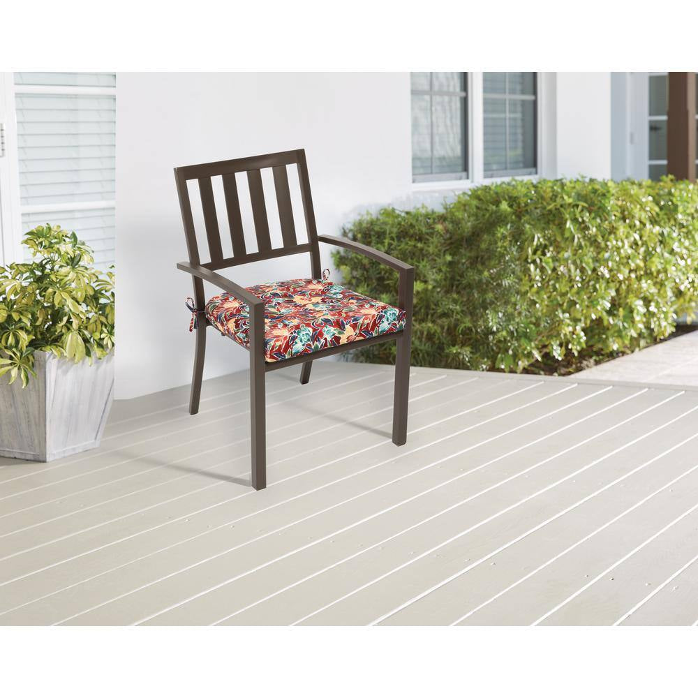 20 In. W X 20 In. D Universal Outdoor Seat Pad in Chili Floral (Set of 4)