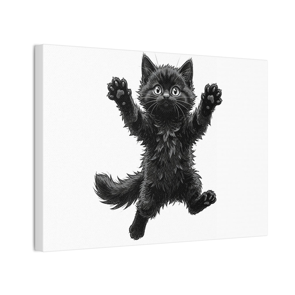 Playful Fluffy Black Kitten Canvas- Twixie Collection- Bestie Best Decor Collection