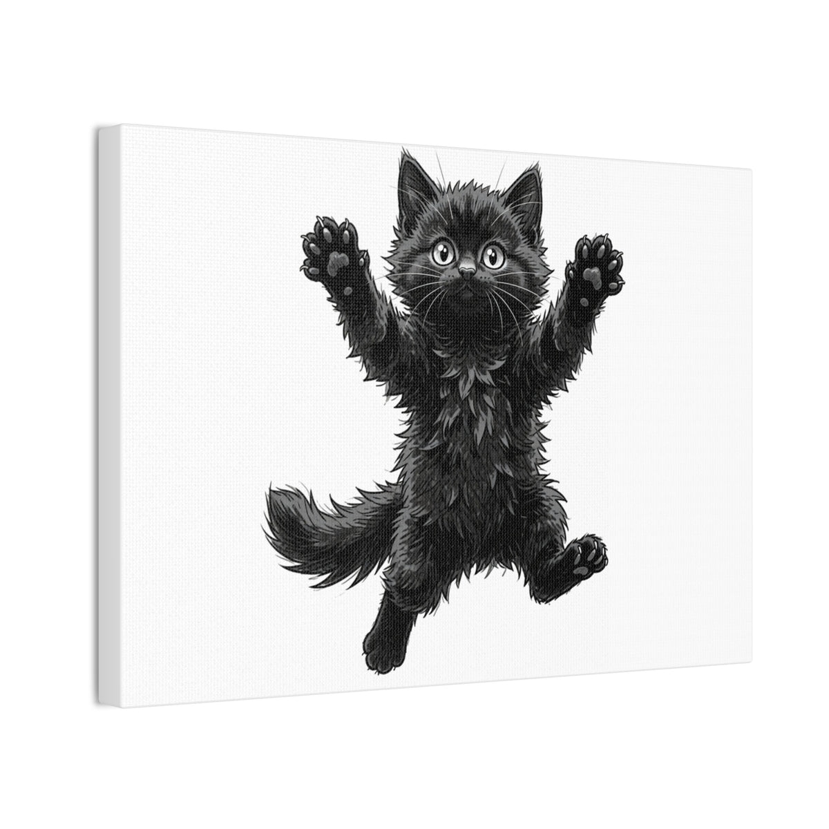 Playful Fluffy Black Kitten Canvas- Twixie Collection- Bestie Best Decor Collection
