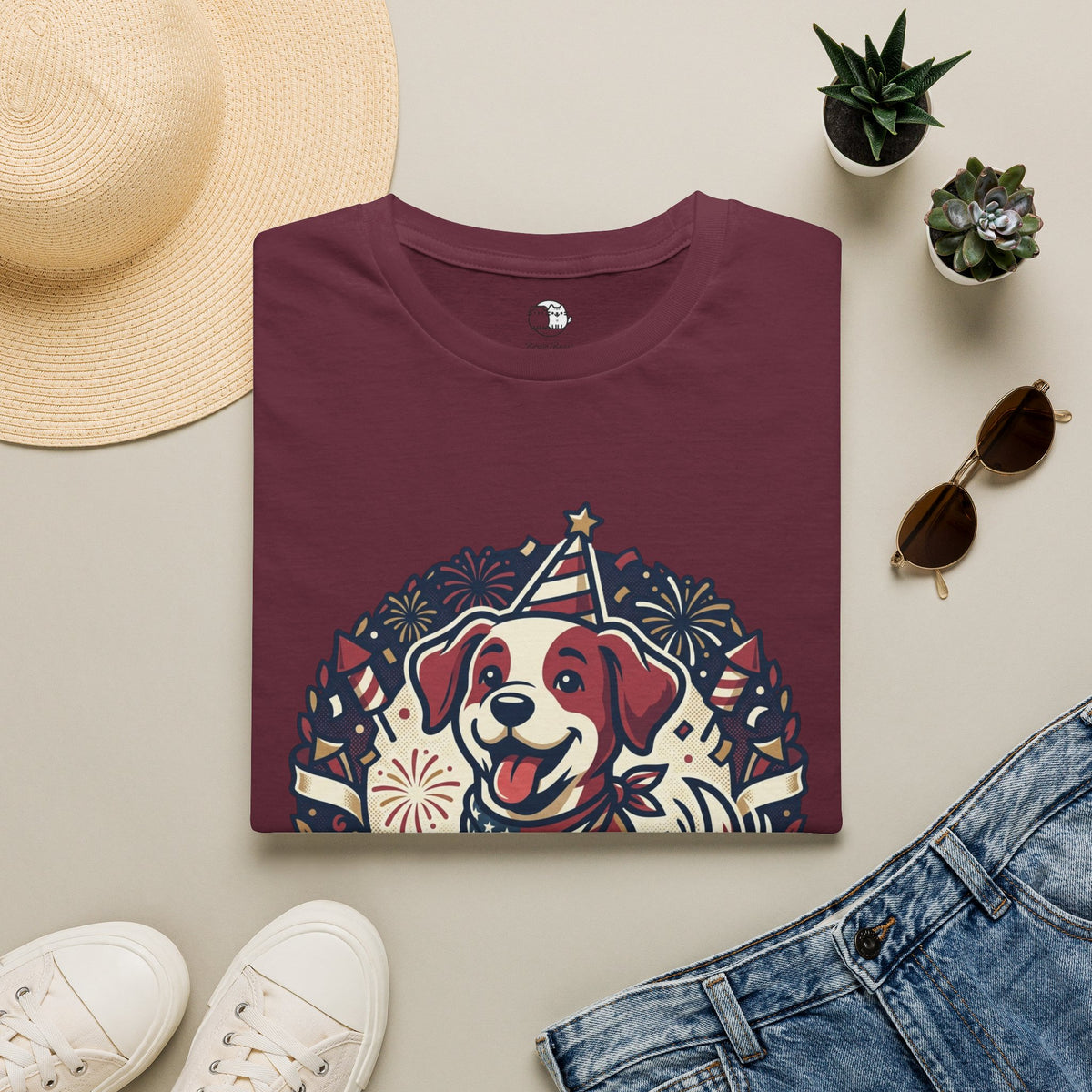 Patriotic Party Dog T-Shirt | 250 Years Celebration Tee