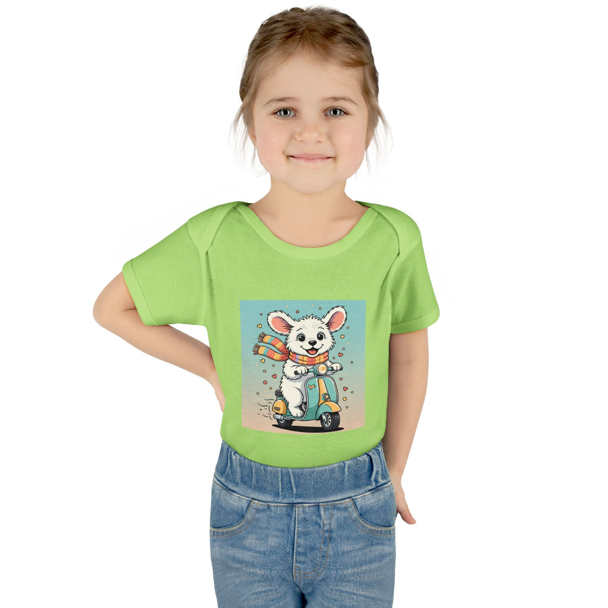 Cute Puppy & his Scooter- Infant Baby Rib Bodysuit- Unisex