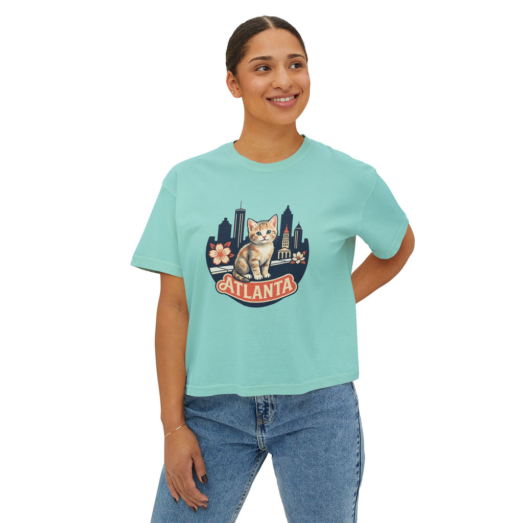 Atlanta Skyline Cat Tee | Peachy Retro City Cat Shirt
