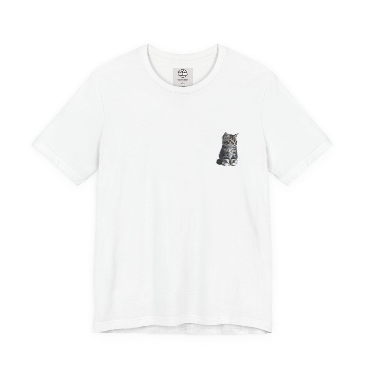 Fluffy Kitten Tabby Tee | Miguel Collection Minimal Cat Illustration T-Shirt