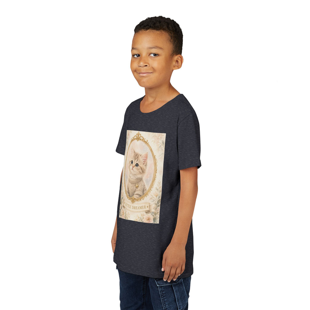 Little Dreamer Kitten Youth Tee | Vintage Floral Portrait, Cute Cat- Bestie Best Luxury Collection