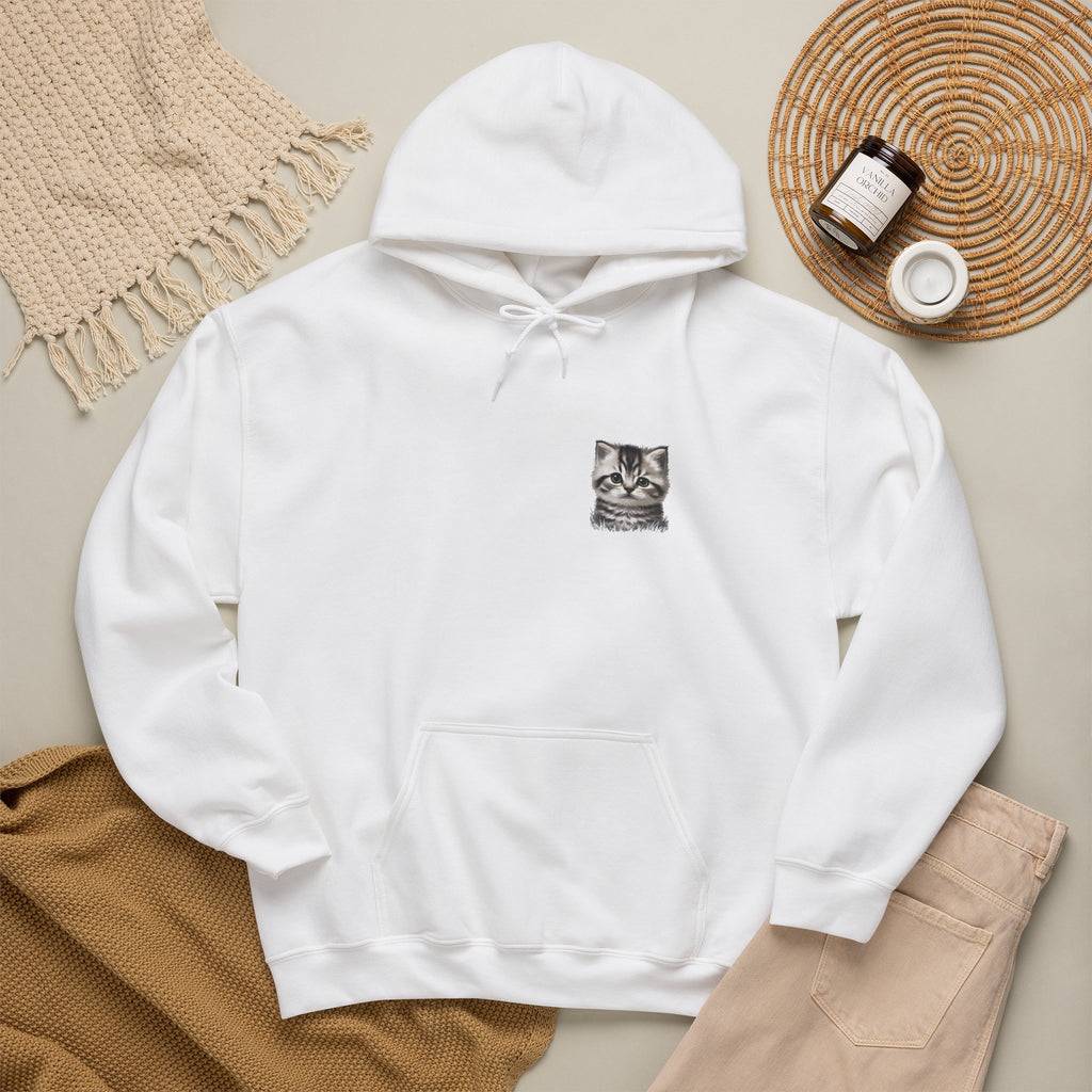 Proper Cat Portrait Illustration Hoodie | Small Chest Print, Bestie Best Collection