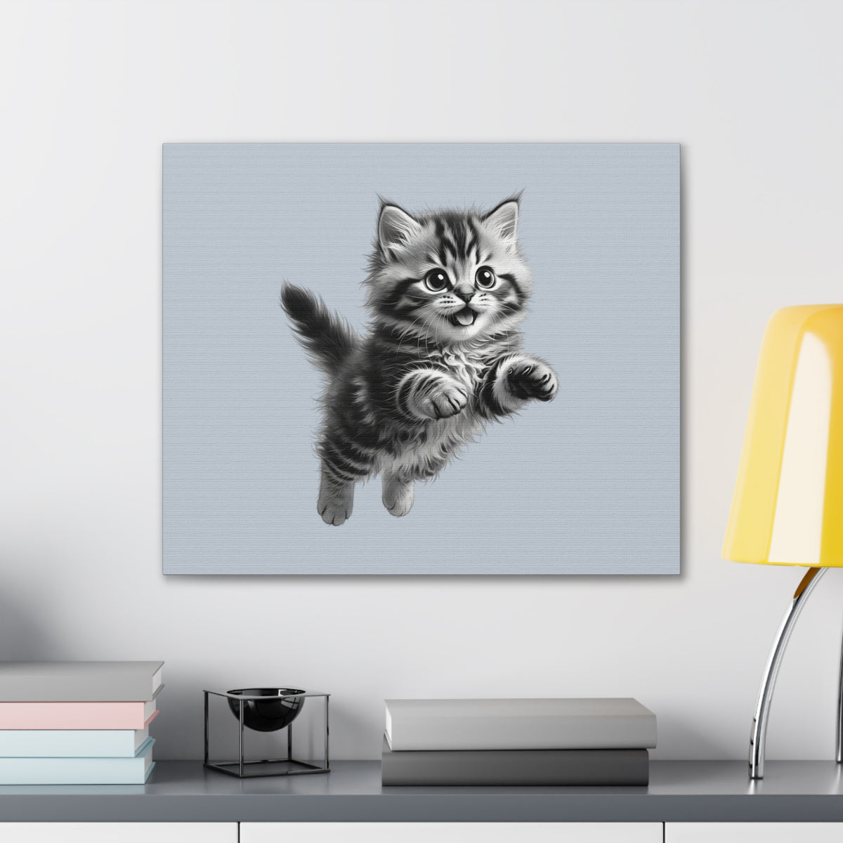 Playful tabby Kitten Canvas- Sage Collection- Bestie Best Decor Collection