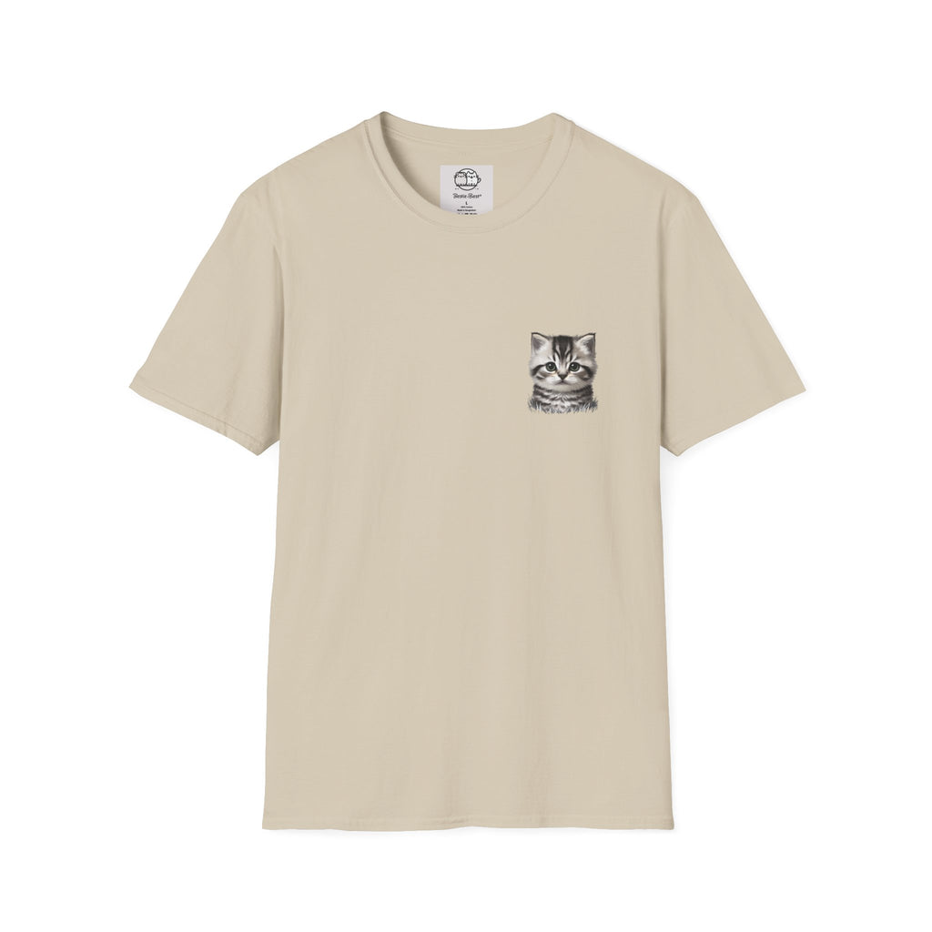 Proper Kitten Portrait T-Shirt | Small Chest Pocket Illustration- Bestie Best Collection