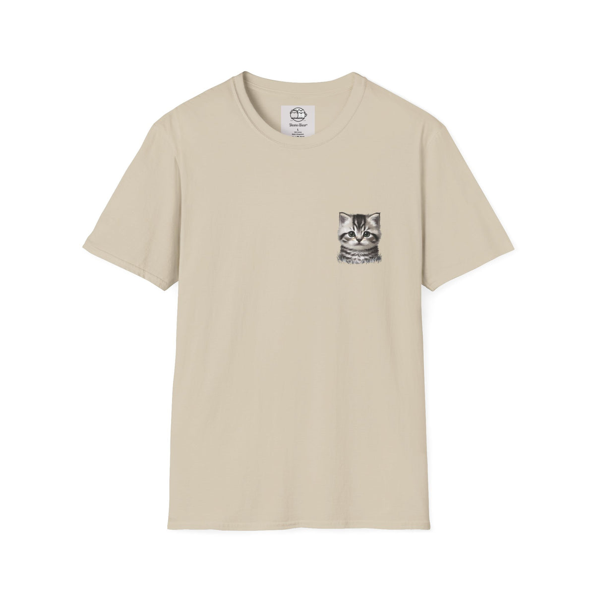 Proper Kitten Portrait T-Shirt | Small Chest Pocket Illustration- Bestie Best Collection