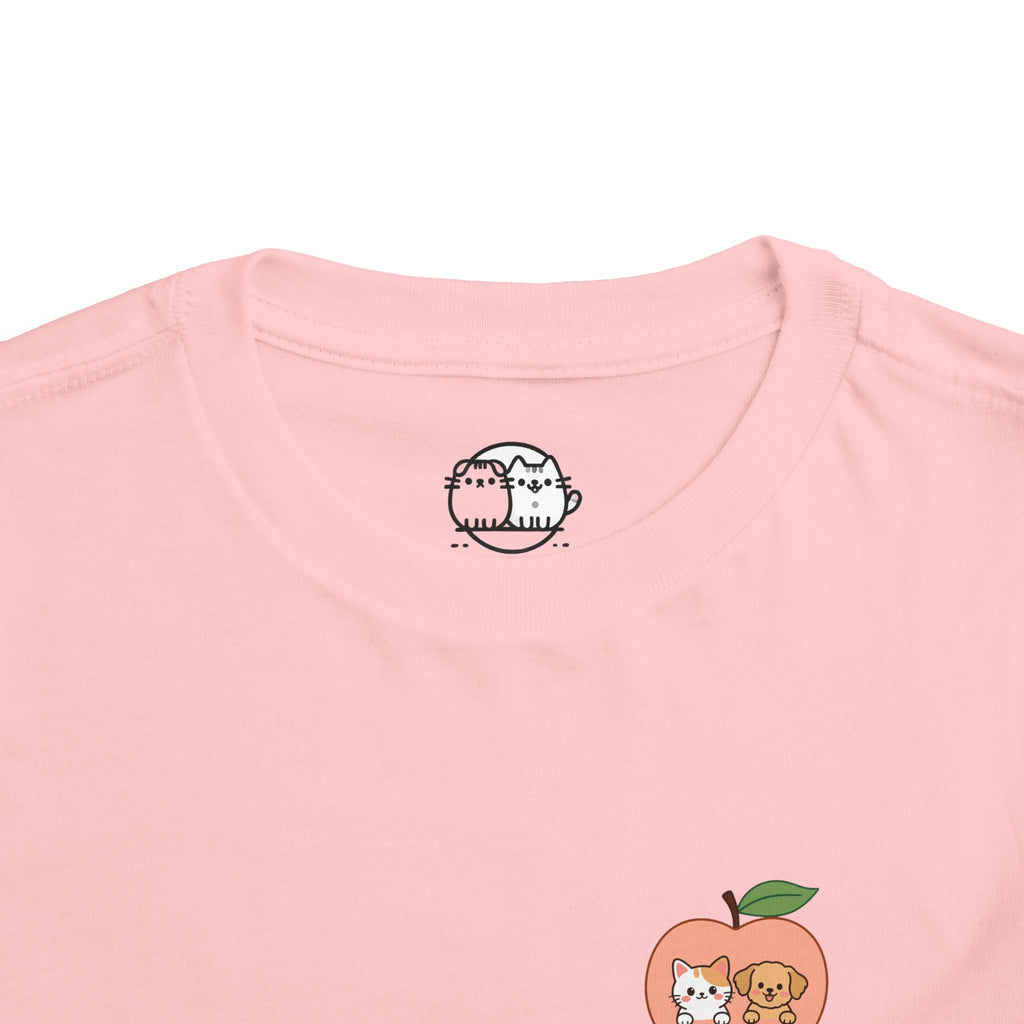 Peach Pocket Friends Toddler Tee | Cute Fruit Illustration