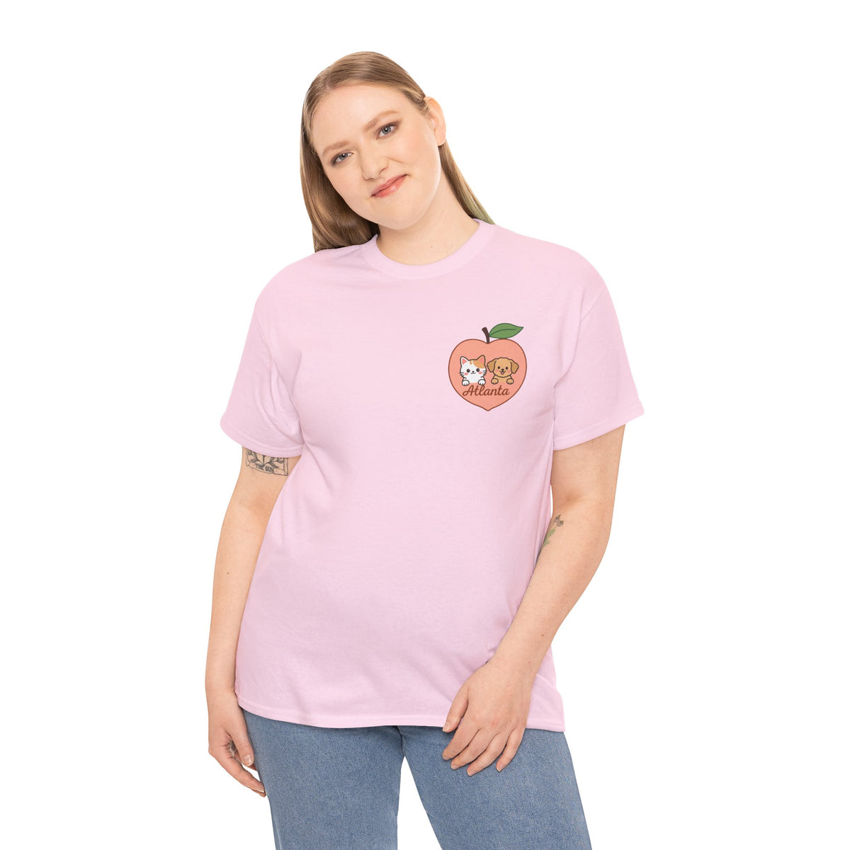ATLANTA Peach Kitten & Doggie Tee | Cute GA Peach Illustration T-Shirt