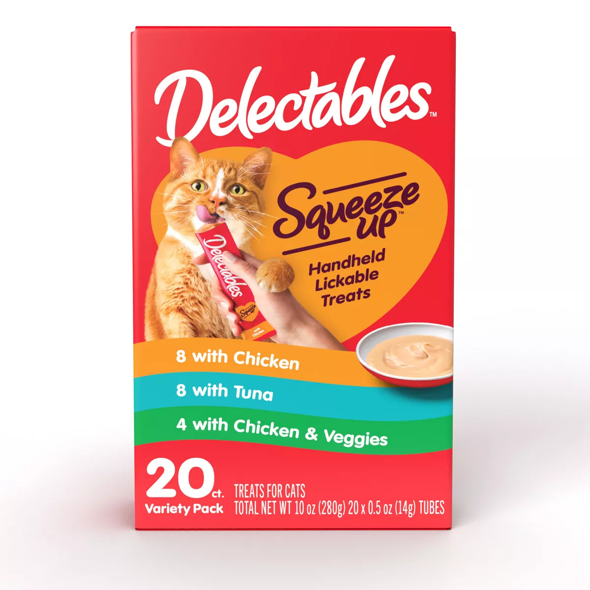 Delectables Squeeze up Tube with Vegetable, Chicken and Tuna Flavor Cat Treats - 20Ct/10Oz