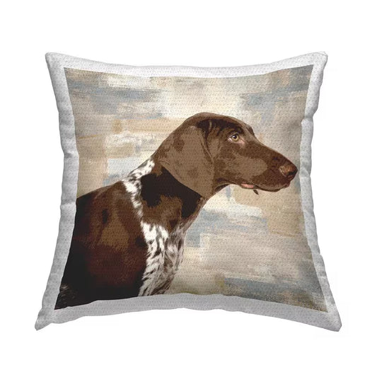 Pointer Dog Side Portrait Soft Cross Hatch Pattern Brown Square Outdoor Throw Pillow