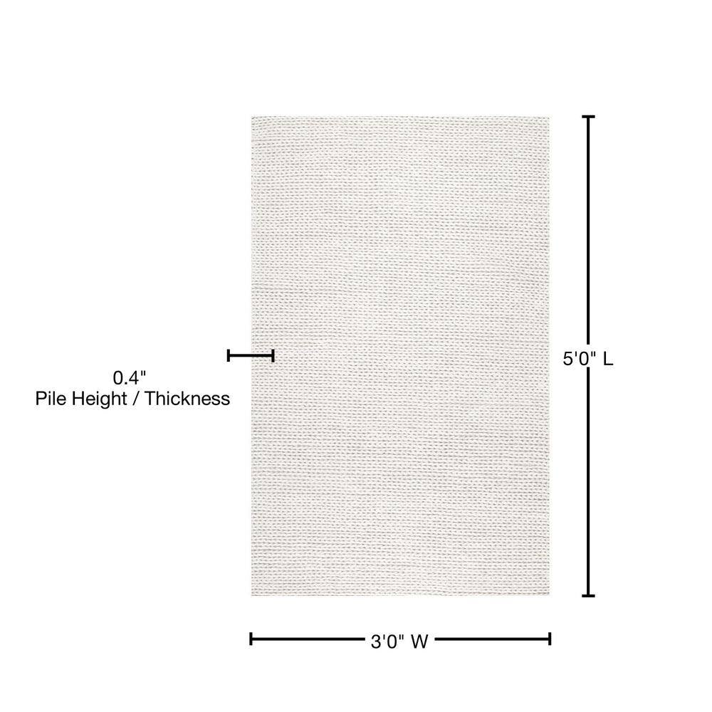 Caryatid Chunky Woolen Cable Off-White Doormat 3 Ft. X 5 Ft. Area Rug