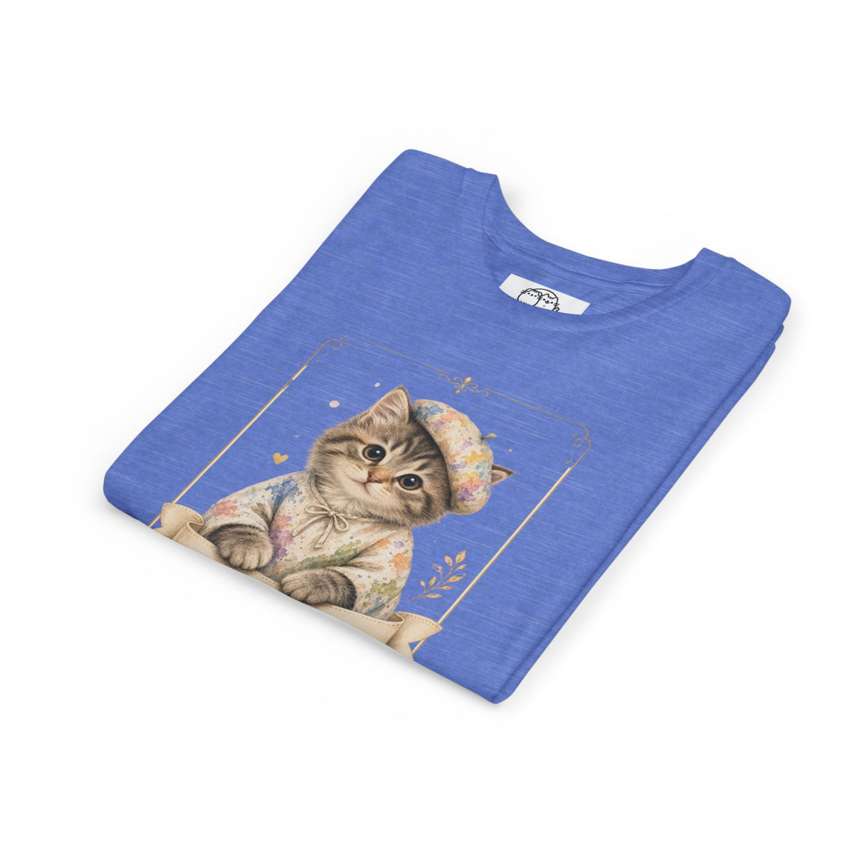 Little Artist Cat Youth Tee | Cute Kitten Painter Illustration- Little Artist Bestie Best Luxury Collection