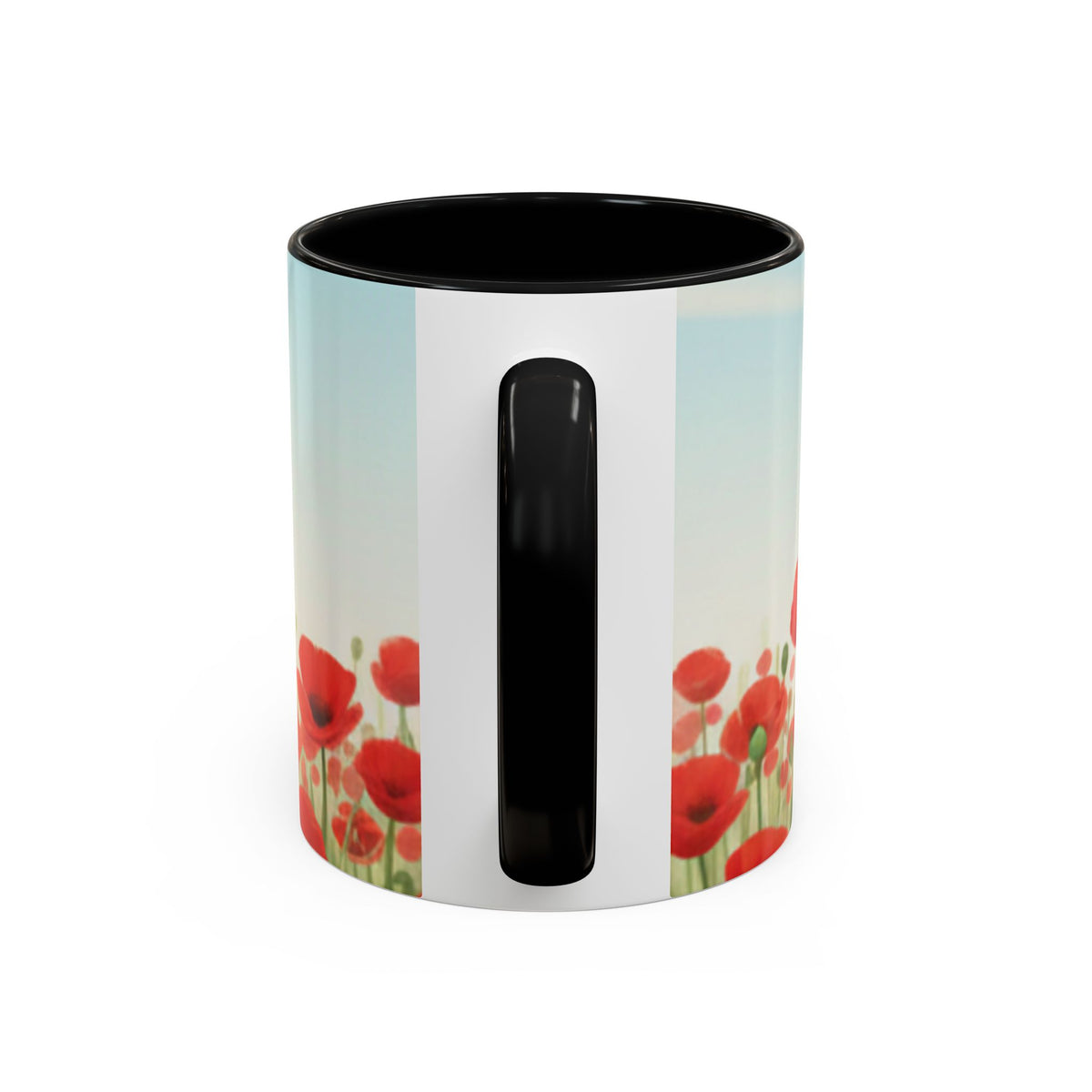 Poppy Field Accent Coffee Mug — Floral 11/15oz Ceramic Morning Cup Bright Uplifting