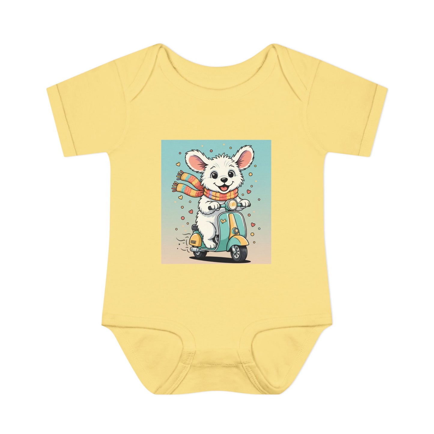 Cute Puppy & his Scooter- Infant Baby Rib Bodysuit- Unisex