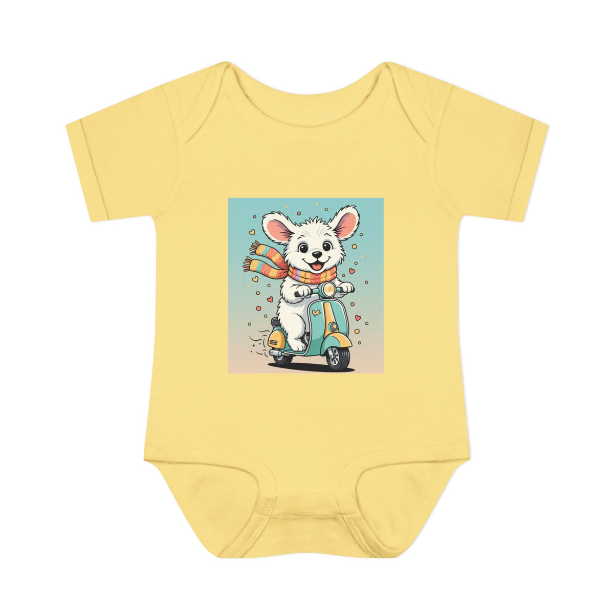 Cute Puppy & his Scooter- Infant Baby Rib Bodysuit- Unisex