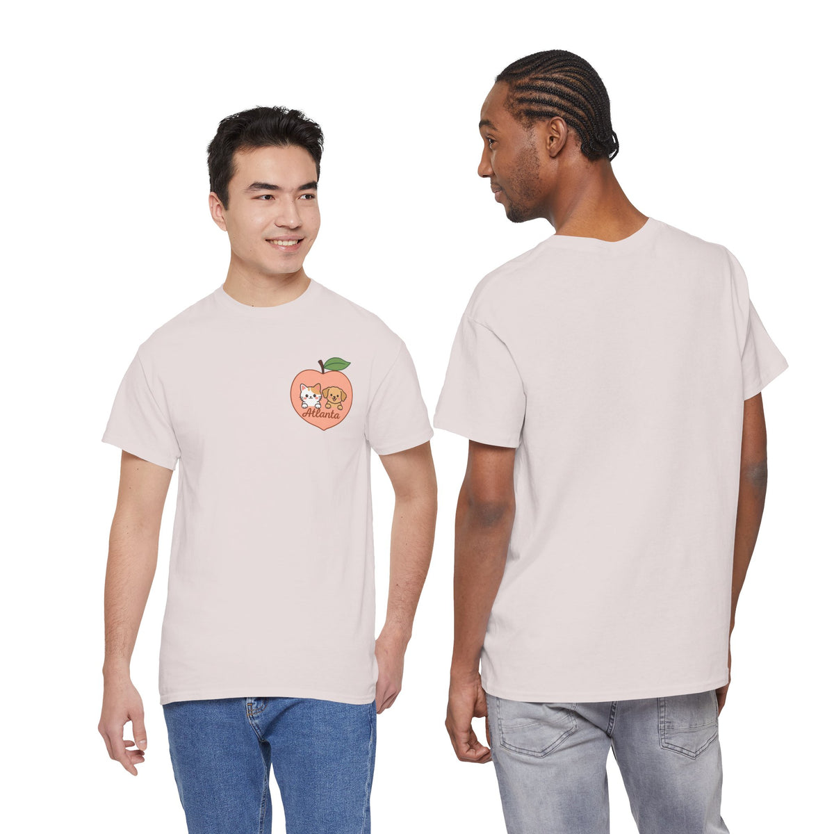 ATLANTA Peach Kitten & Doggie Tee | Cute GA Peach Illustration T-Shirt