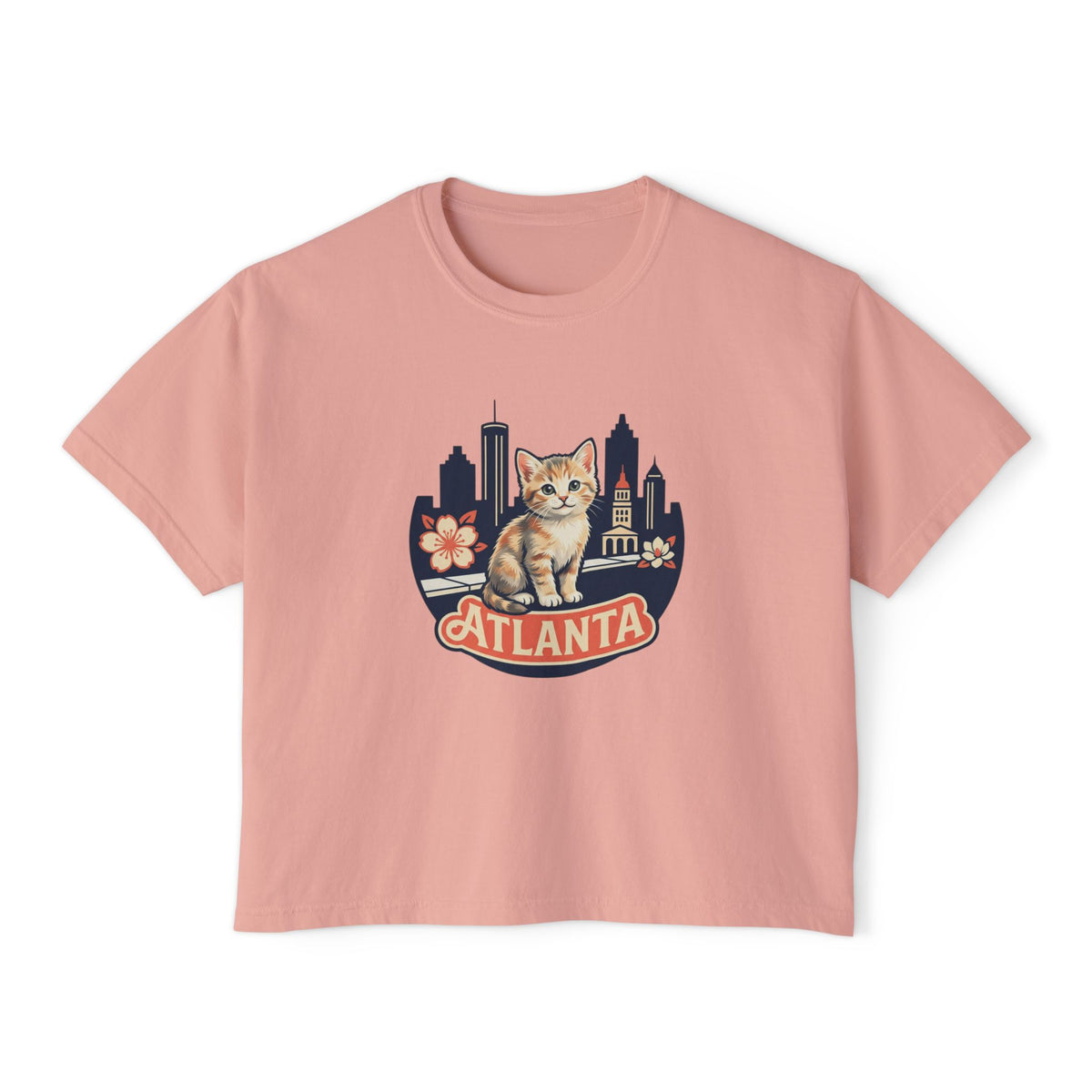 Atlanta Skyline Cat Tee | Peachy Retro City Cat Shirt