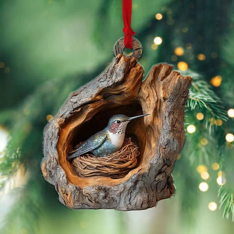 Animal Christmas Ornaments 2D Cute Christmas Acrylic Pendant Animal Raccoon Owl Squirrel Hedgehog Bunny Bird Wildlife Ornaments