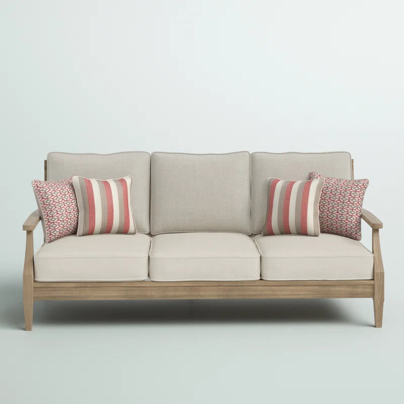 Arikka 81'' Wide Straight Eucalyptus Patio Sofa with Cushions