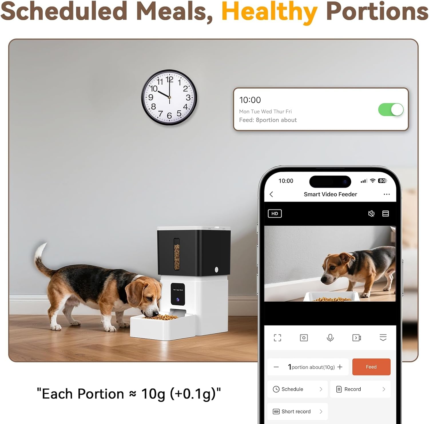 Automatic Dog Feeder with Camera: 8L/33 Cups 5G Wifi Timed Food Dispenser for Medium Dogs - 1080P HD Night Vision Video Recording 2-Way Audio APP Control