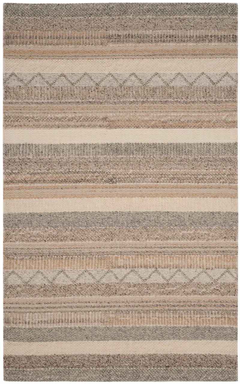 Jacques Hand Woven Wool/Cotton Striped Rug in Beige