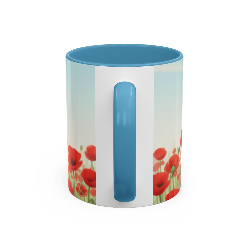 Poppy Field Accent Coffee Mug — Floral 11/15oz Ceramic Morning Cup Bright Uplifting