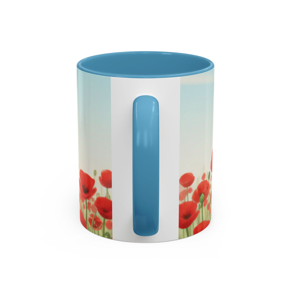 Poppy Field Accent Coffee Mug — Floral 11/15oz Ceramic Morning Cup Bright Uplifting