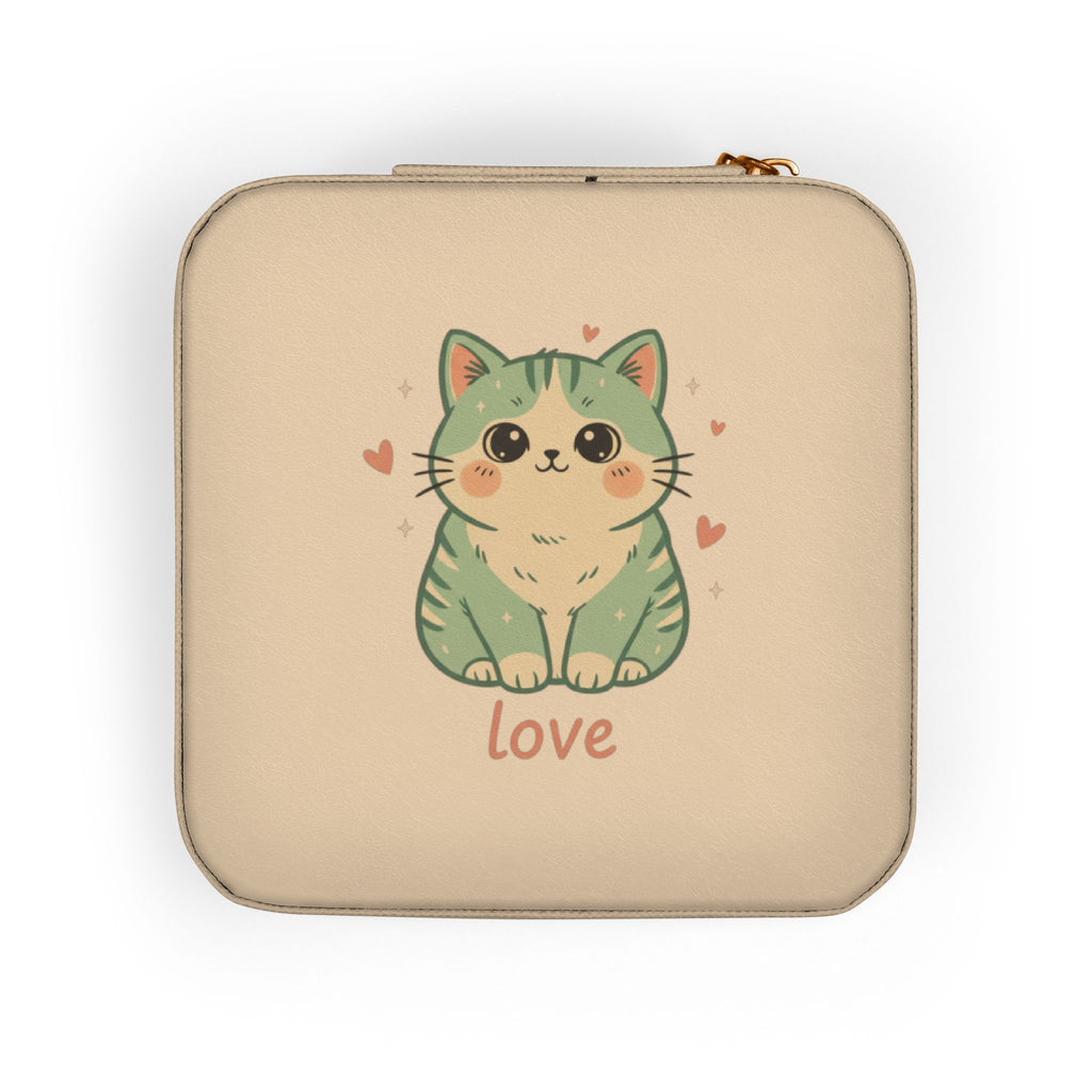 Cute Kitty Love Tabby Cat Jewelry Travel Case | Compact Organizer