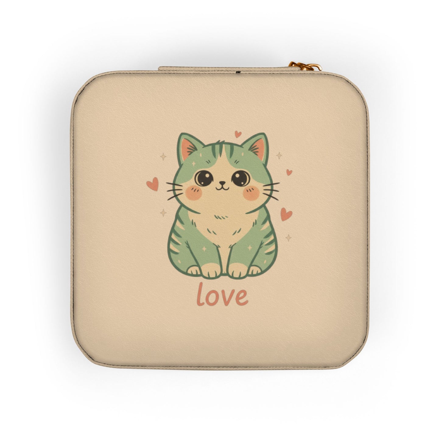 Cute Kitty Love Tabby Cat Jewelry Travel Case | Compact Organizer